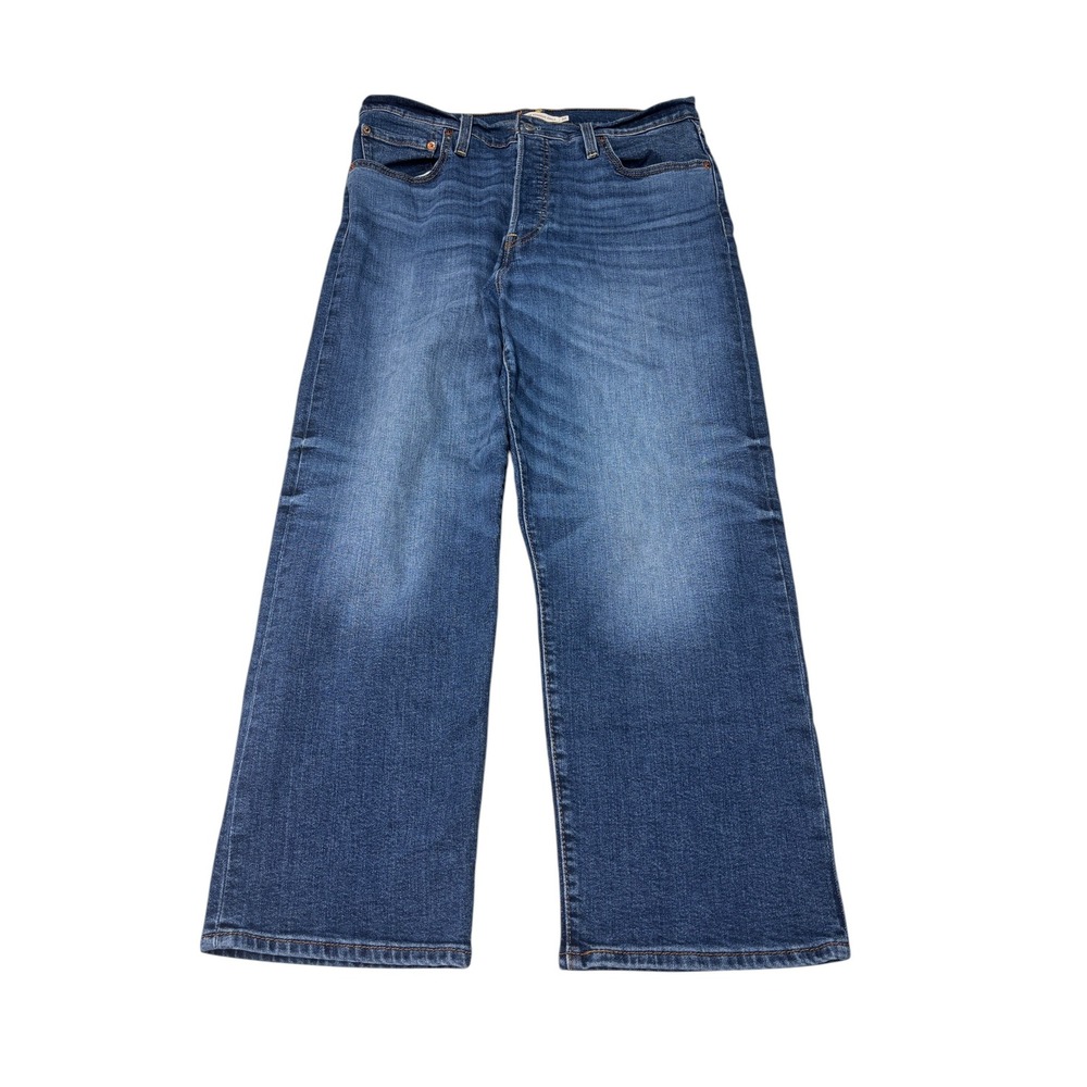 Levis Ribcage Straight Ankle Jeans Blue Medium Wash Button Fly Womens Size 32X25